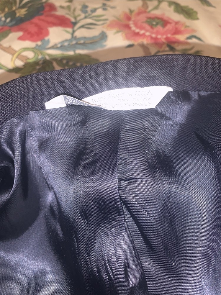 Lands' End Men's Black 100% Wool Blazer Jacket 43L EUC (A3)