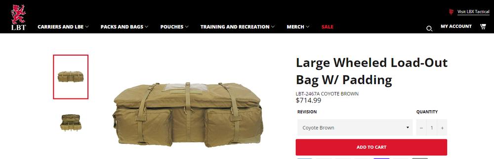 USGI LBT Large Wheeled Load-Out Bag w/ Padding