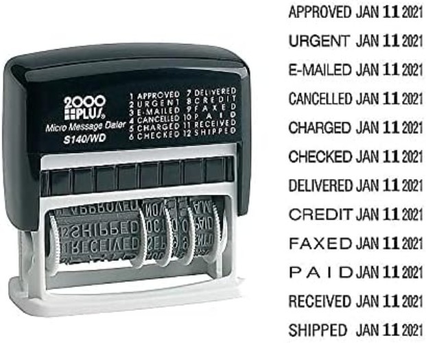 Versatile Self-Inking Dater with Business Phrases - Compact Stamping Solution