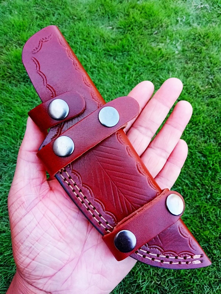 Handmade fixed blade knife leather sheath vertical carry horizontal scout Case