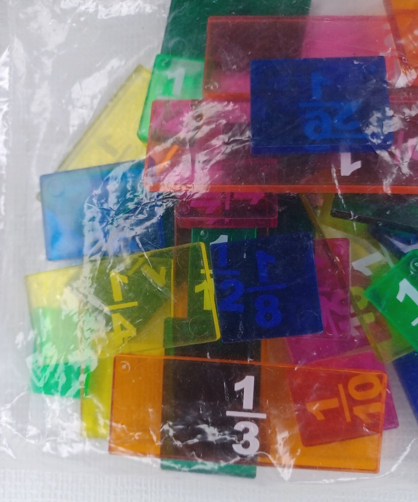 Fraction Tiles Clear Multicolor Plastic Math Homeschool
