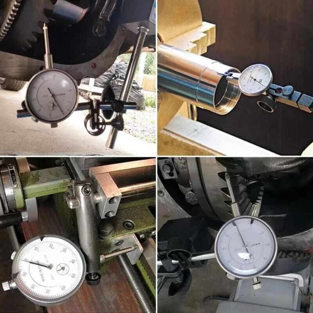 Precision Dial Indicator with Magnetic Base Holder Fine Adjustable Long 0.01"