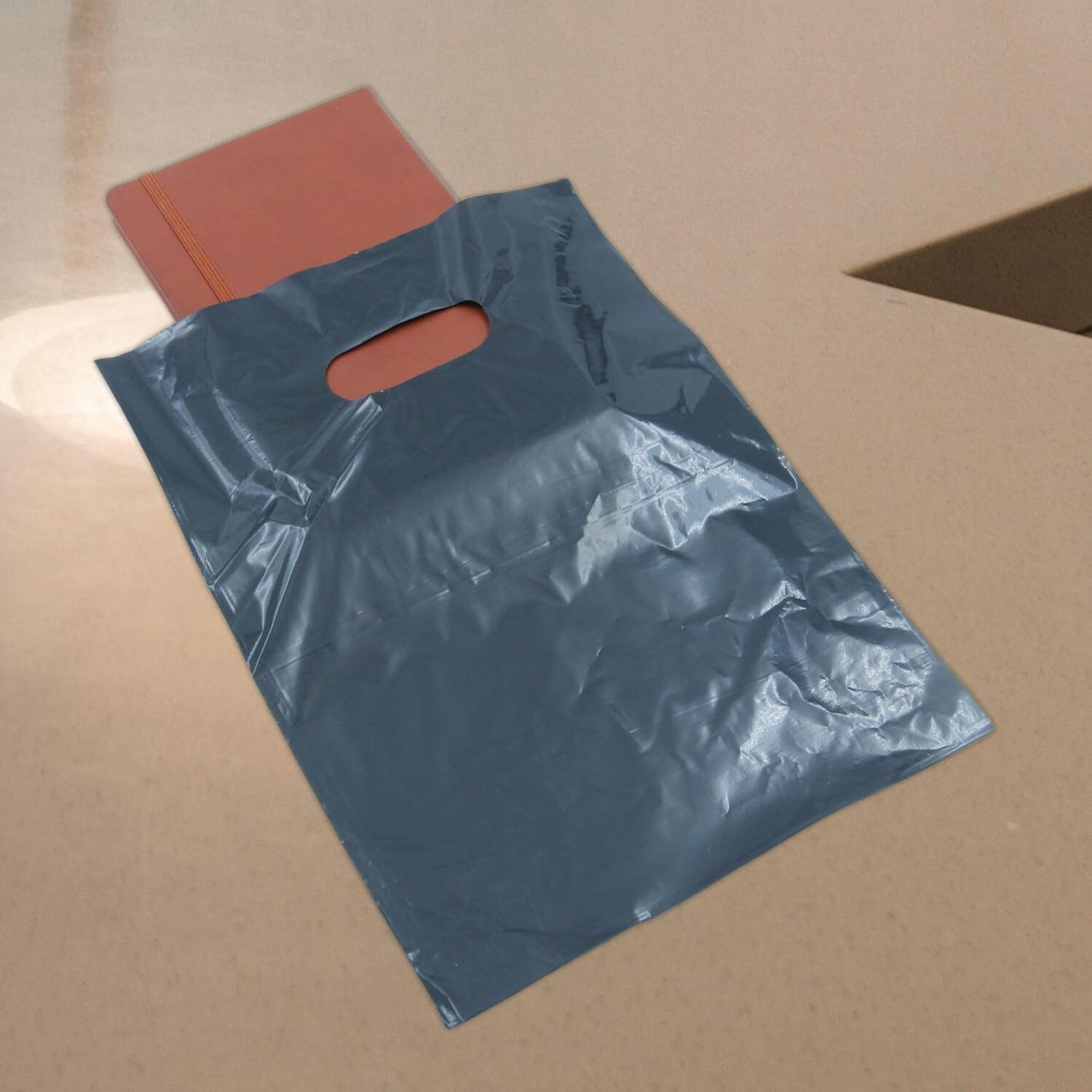 Plastic Bags 1000 Black Shopping Merchandise Die Cut Handles 9 x 12" Diecut