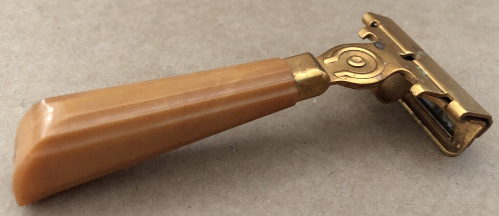 Vintage EVERSHARP / SCHICK Butterscotch Bakelite Handle Razor