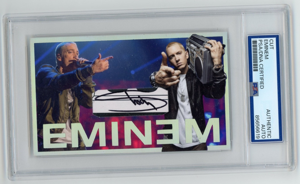 Eminem Signed Cut Custom The Real Slim Shady 3x5 Card PSA DNA Slabbed AUTO
