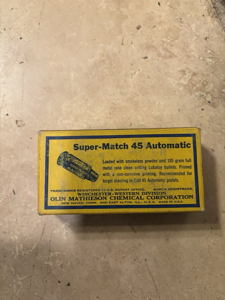 Vintage Super Match 45 Automatic Ammo Box Empty, Great Shape