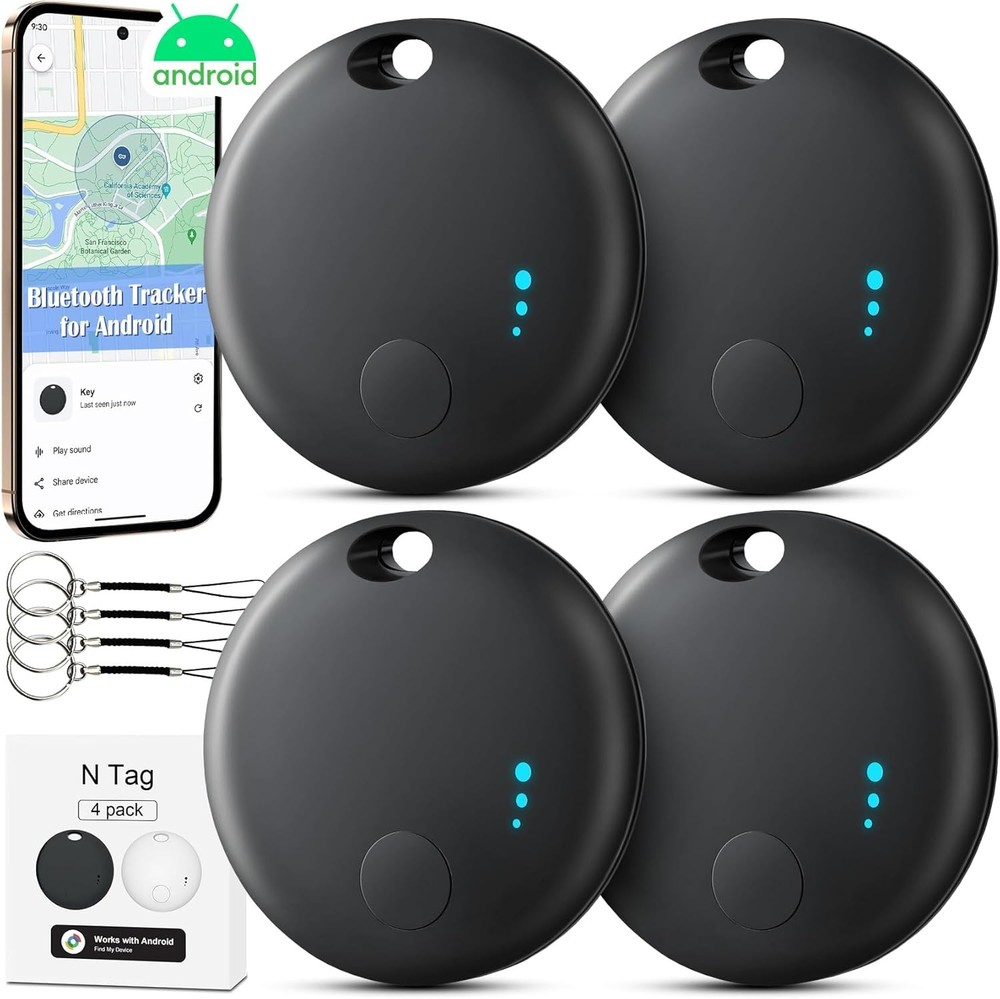 Bluetooth Tracker for Android, 4 Pack Item Finder Work with Google Find My De...