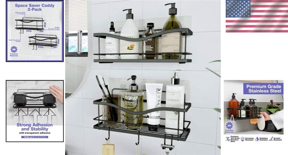 Easy Install Shower Shelf, Rustproof Stainless Steel
