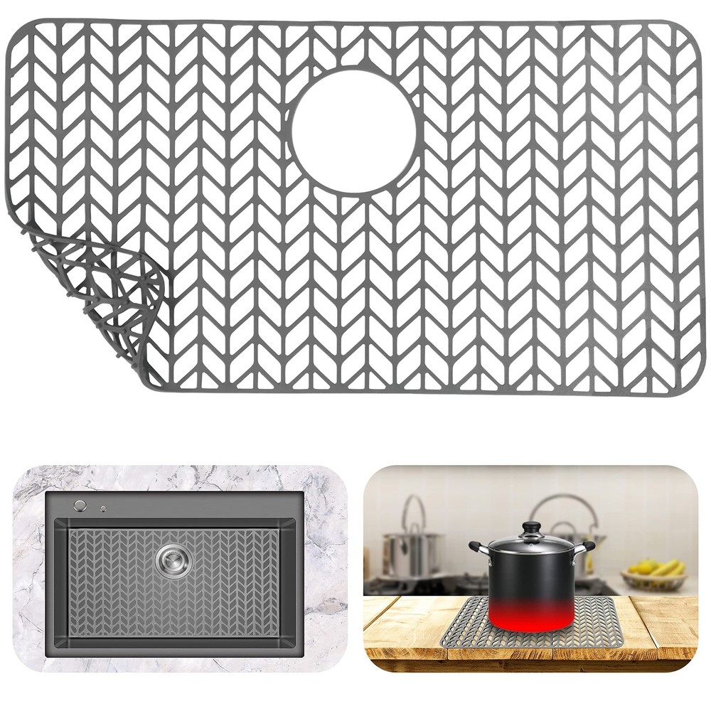 Sink Silicone Protector for Kitchen Sink 26''x14'' ，Back Drain Kitchen Si