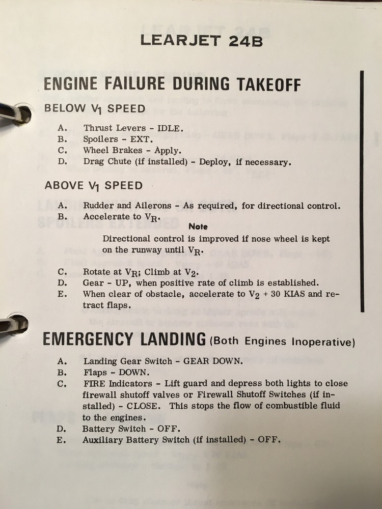 LearJet 24B-A Airplane Flight Manual