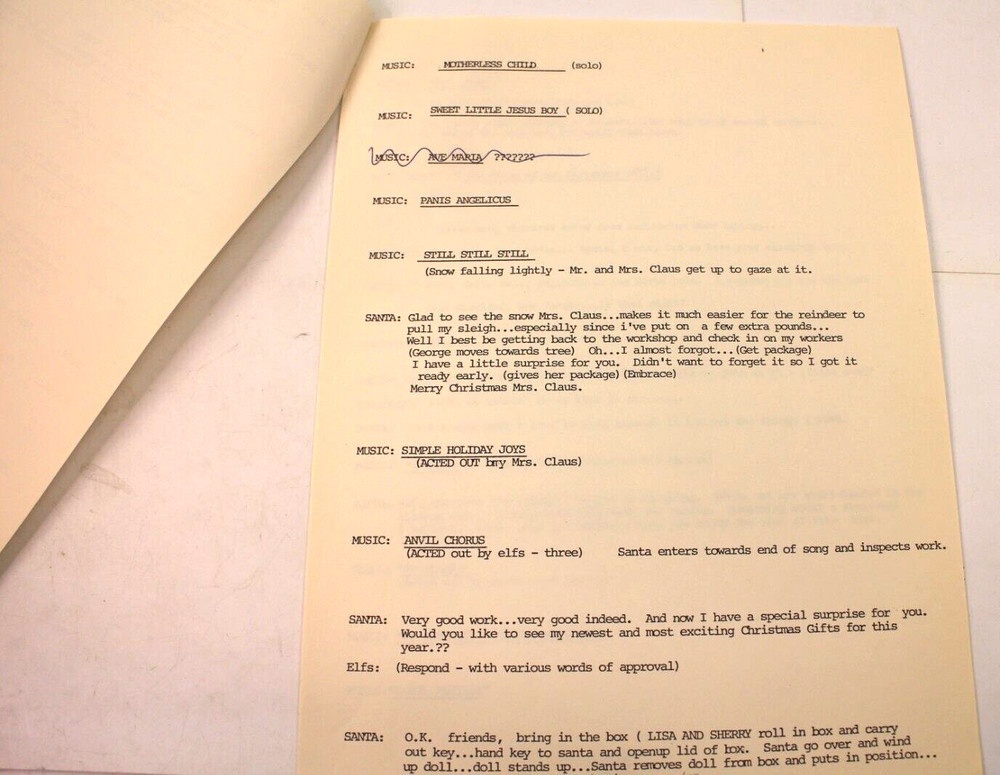 Singing Ambassadors Christmas Concert Script 1982 "Santa's Workshop"