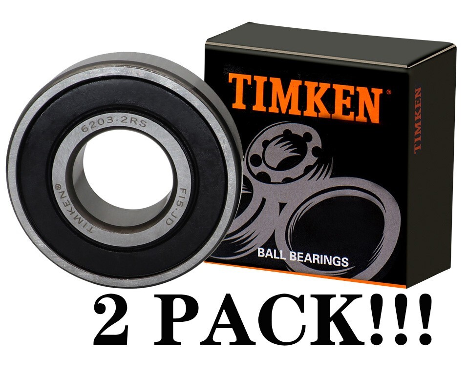2PACK TIMKEN 6203-2RS 17X40X12MM Double Rubber Sealed Bearings 6203RS