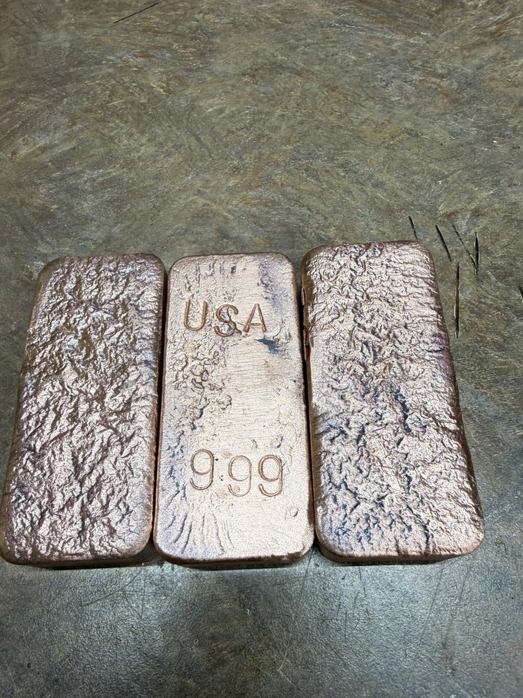 Hand Poured pure copper Bars 1lb each