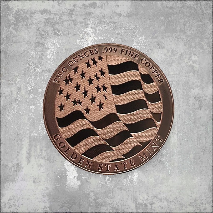 GSM Copper Round Eagle Head Coin 2oz