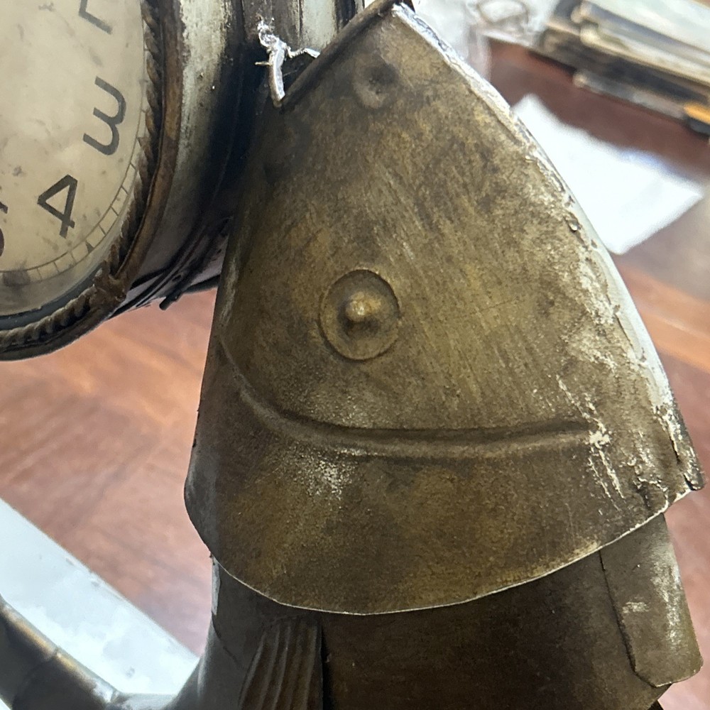 Vintage Style Metal Double Sided Fish Clock, Both Clocks Working