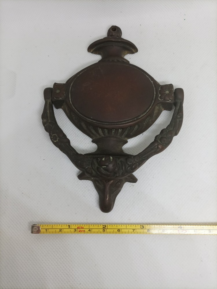 Antique Solid Brass Door Knocker Rams Head With Floral