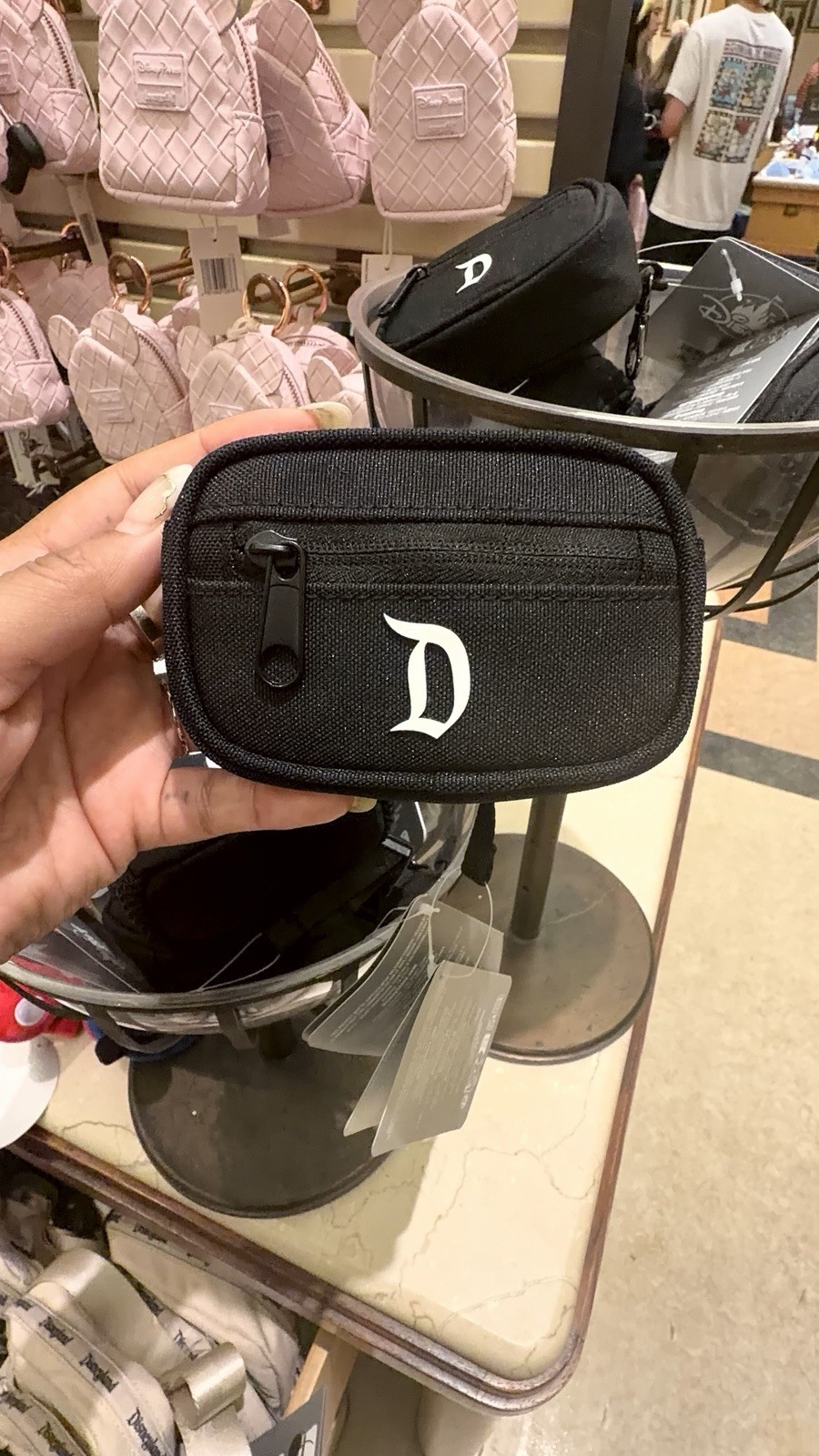 New 2026 Disneyland Resort "D" Black Fanny Pack Keychain
