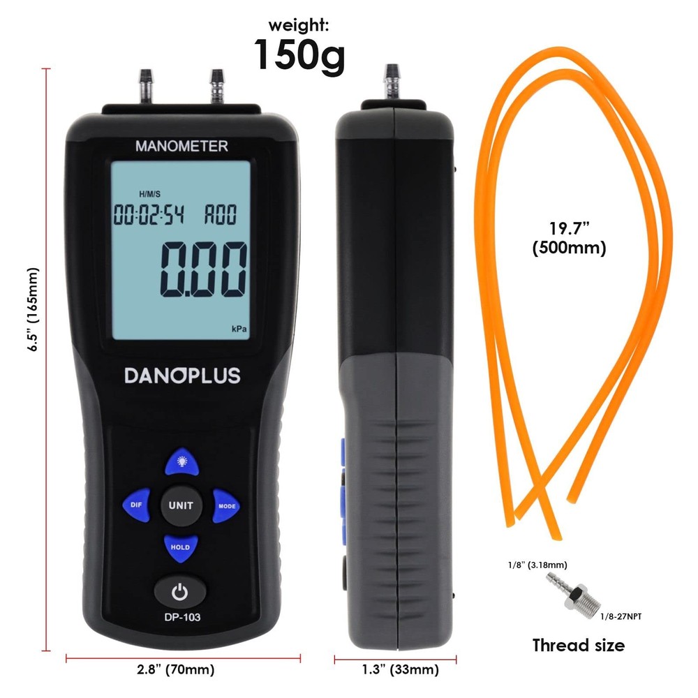 Manometer Digital Manometer Gas Pressure Tester Professional 12 Selectable Un...