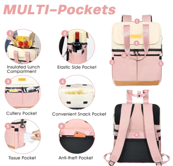 Mochila nevera impermeable con doble compartimento para 36 latas