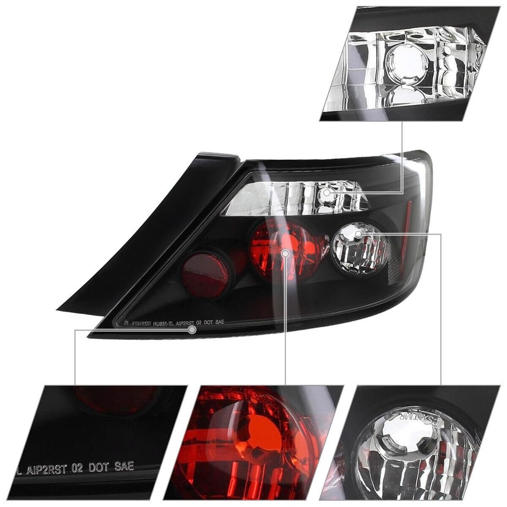 Tail Light 1pc Left Right Matte Black 2Dr Civic 06-11