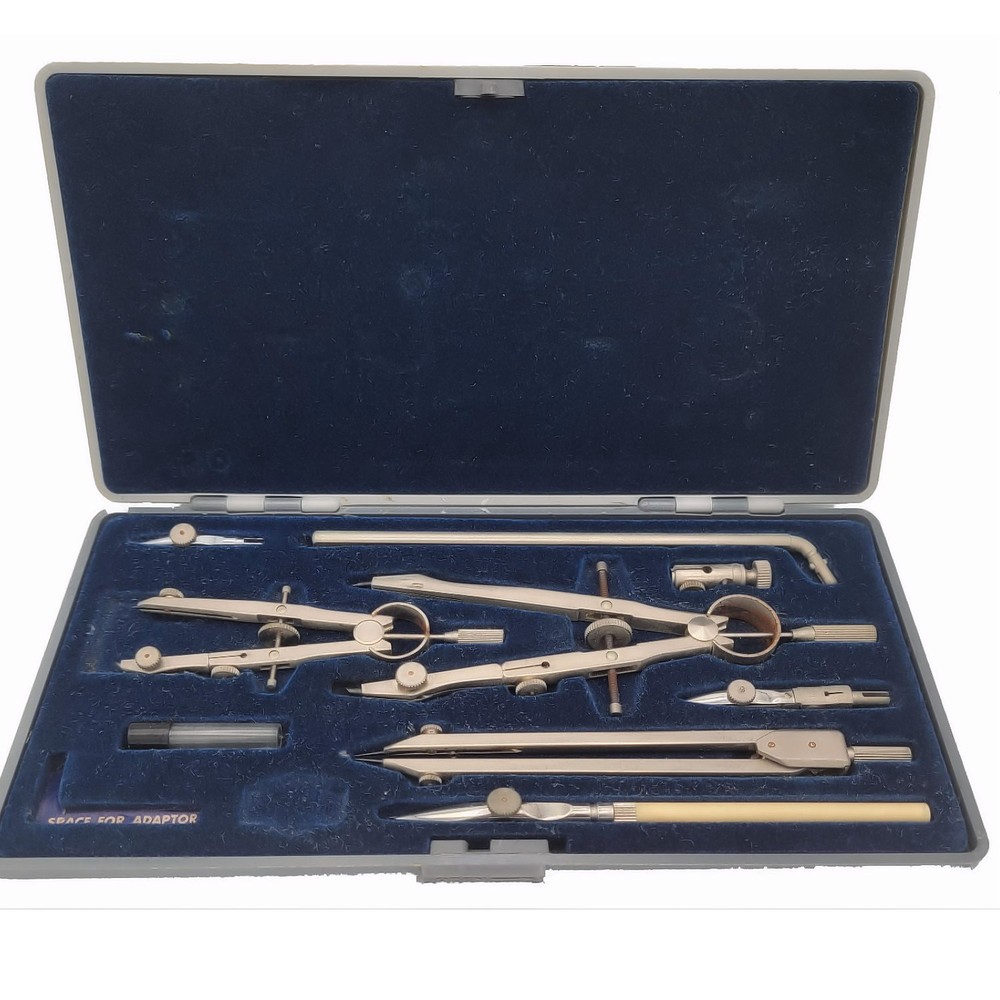 Vintage Engineering Drafting Tools Set- Unbranded - Engraved with Personal Name