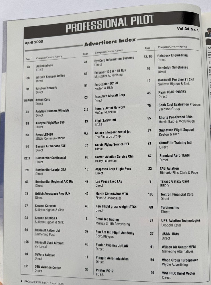 Professional Pilot Magazine April 2000 Vol 34 No 4 - Original
