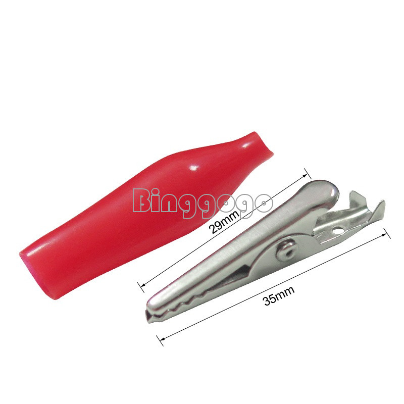 20pcs Red Black Soft Plastic Coated Testing Probe Aligator Clips Crocodile P2001