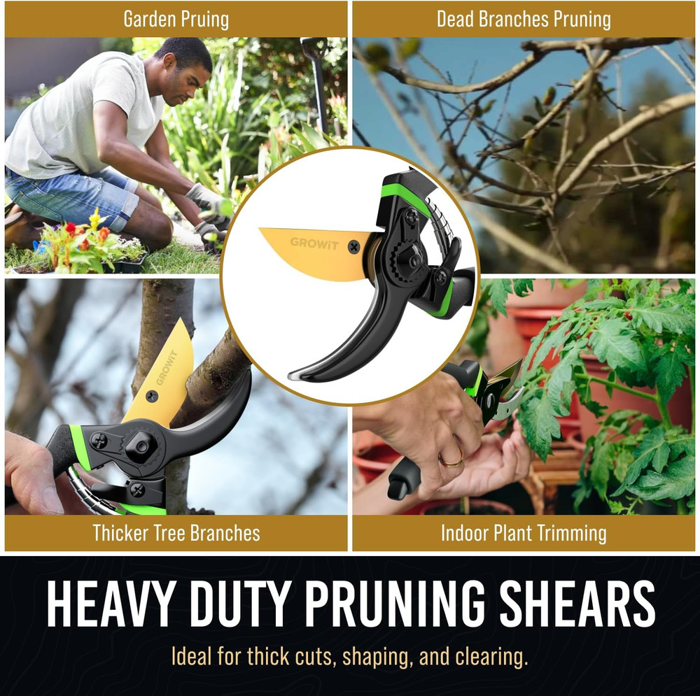 8.5" Professional Bypass Pruning Shears & Gardening Scissors Set - Super Sharp P