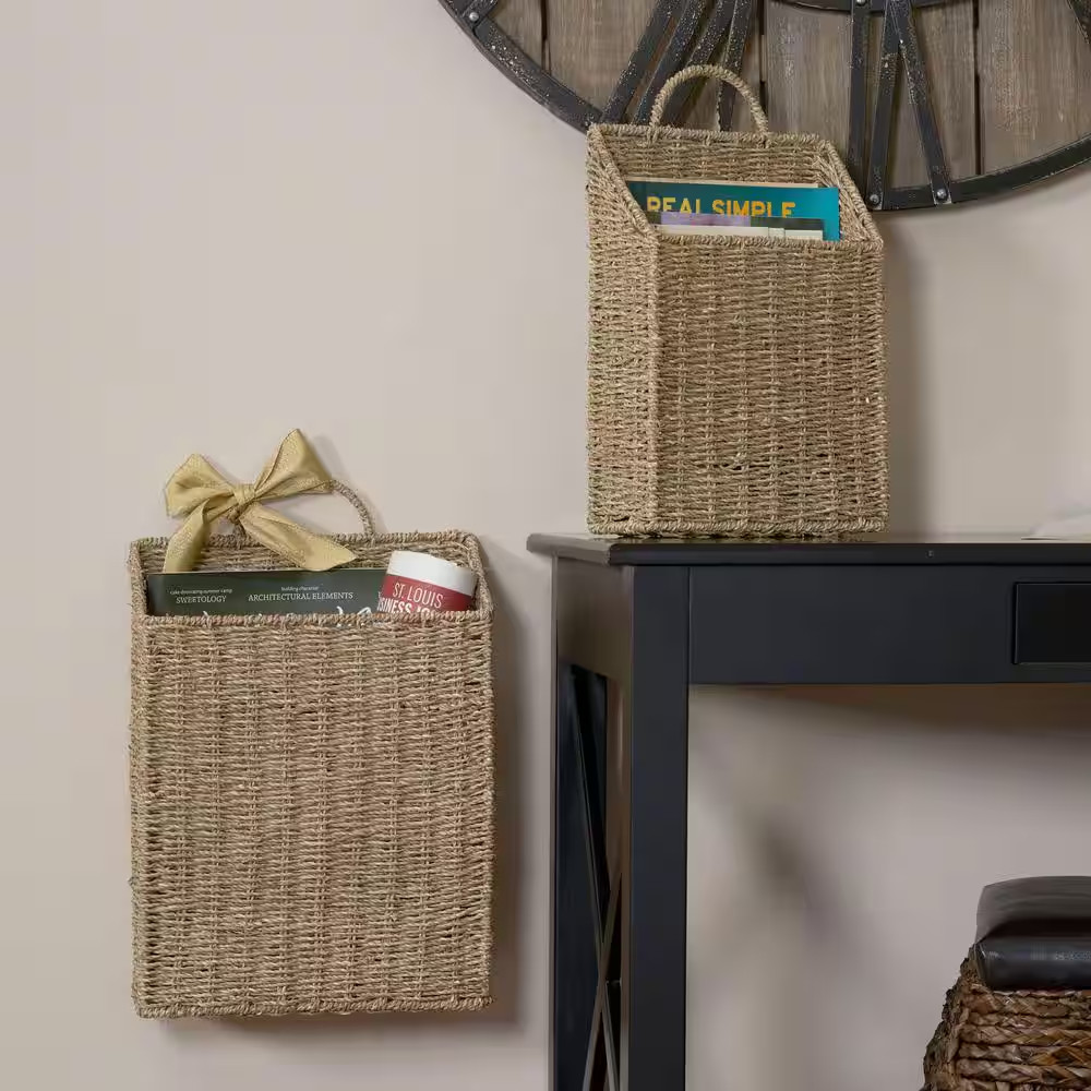 Seagrass Wicker Wall Basket Set
