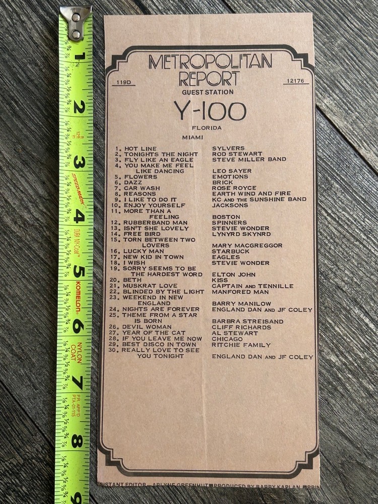 KISS Radio Survey Beth Dec 1 1976 Vintage Kiss Aucoin Peter Criss Destroyer