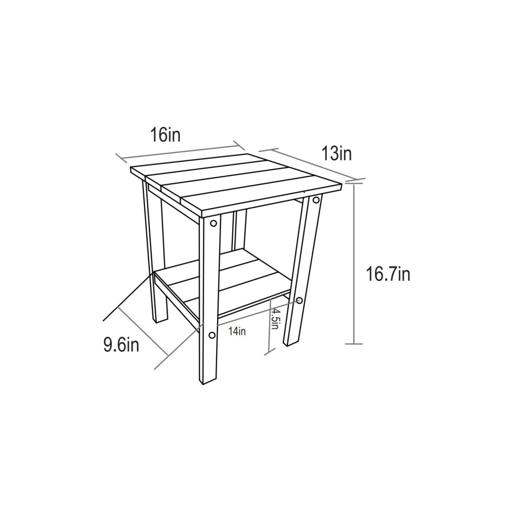 Folding Adirondack Chair & Side Table Set (2 Chairs, 1 Table) - White