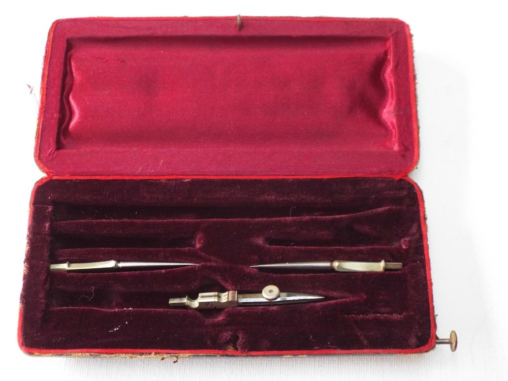 Vintage technical drawing dividers and attachments