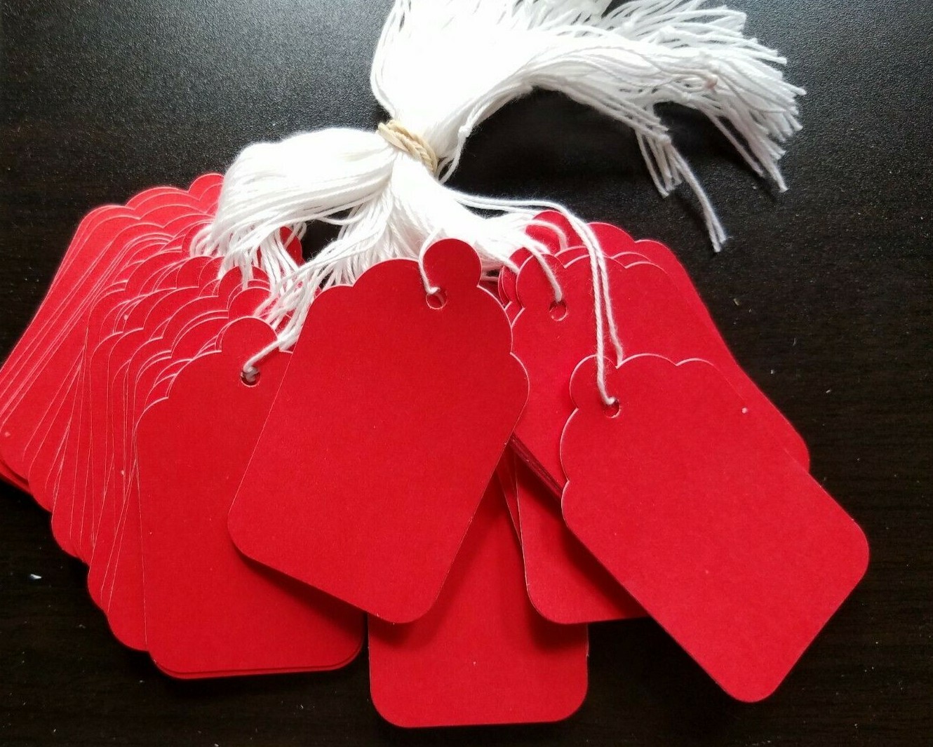 Red Merchandise Price Tags Retail String Strung Coupon Hang Label Blank #5 #8