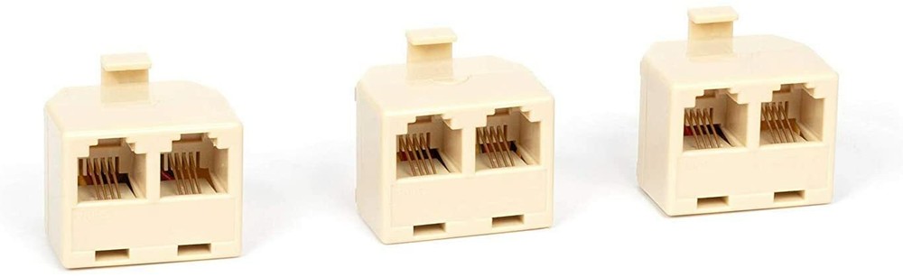 Duplex Modular Phone Wall Jack Adapter (IVORY) RJ11 - Splitter | Three Pack
