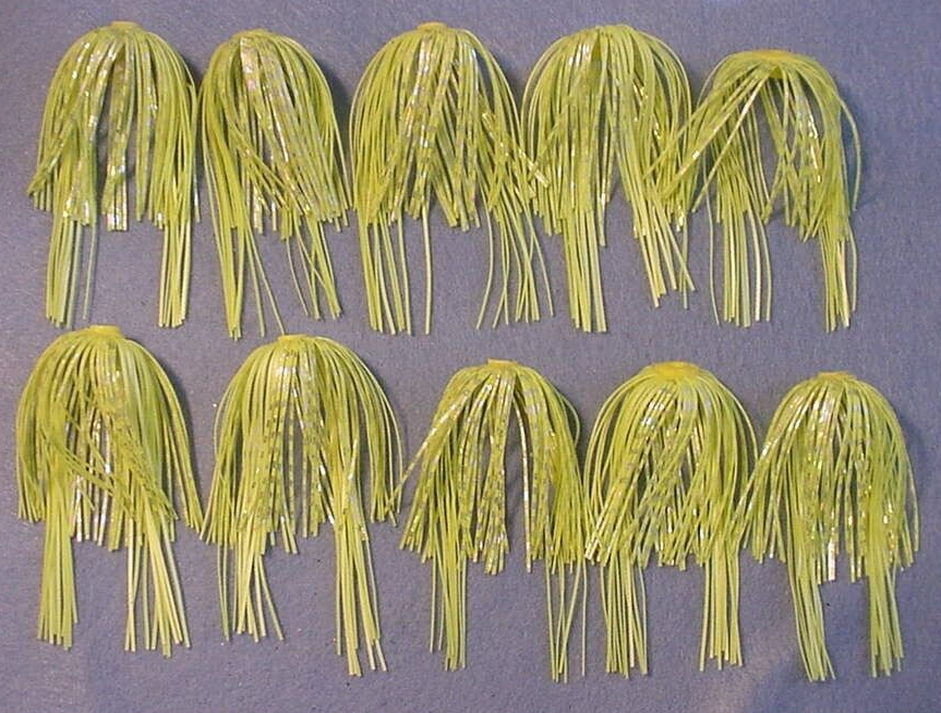 10 ~ EZ Trailer Skirts *SPLIT TAIL Spinnerbait Buzzbait Chartreuse / Silver