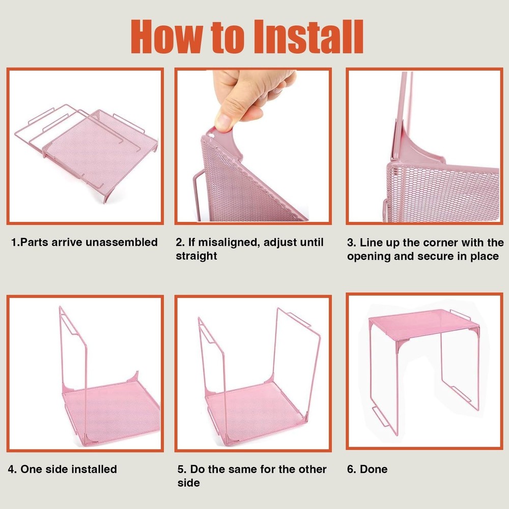 Piffny Versatile Metal Mesh Organizer Shelf, Stackable, for Standard Size Sch...