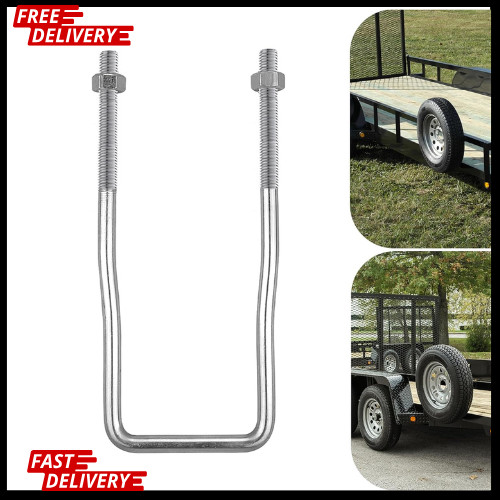 U-Bolt Trailer Spare Tire Bracket, Spare Tire Carrier Galvanized Threaded Spa...