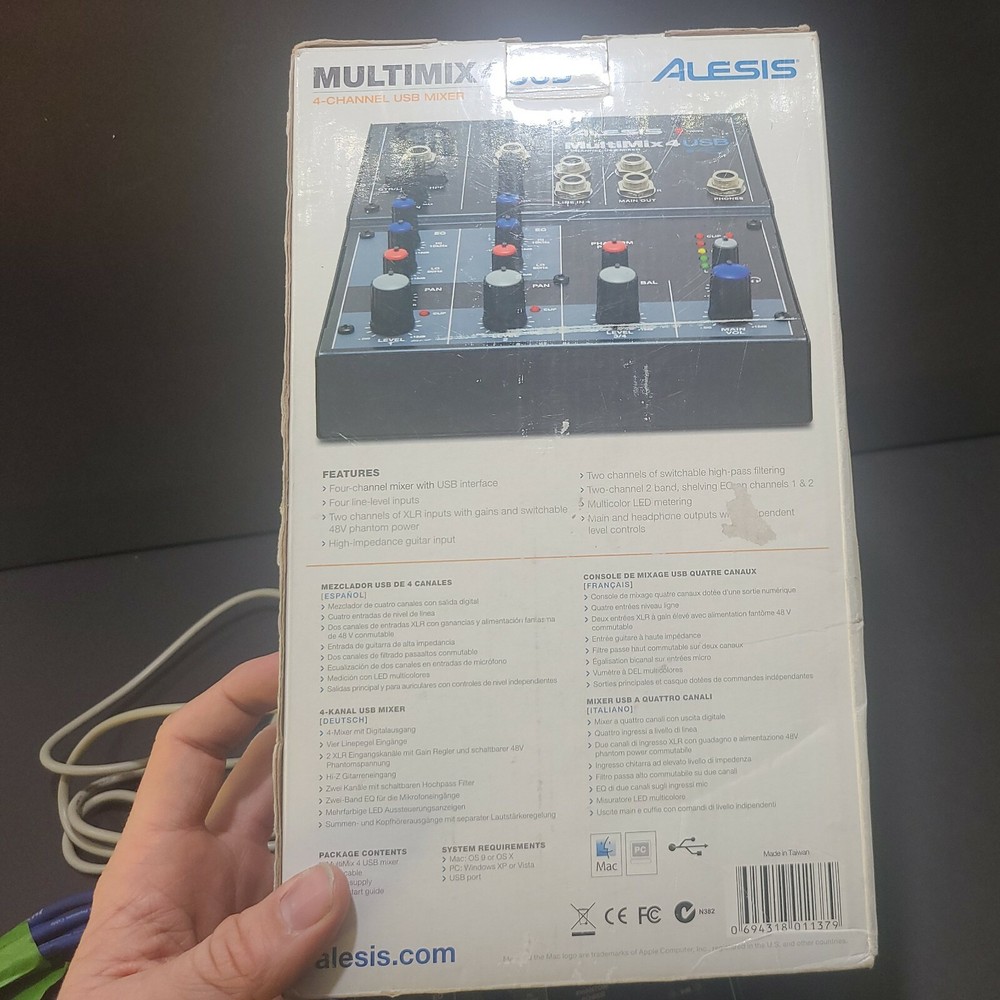 Alesis MultiMix 4 USB 4 Channel Mixer Interface Mic Line Mixing