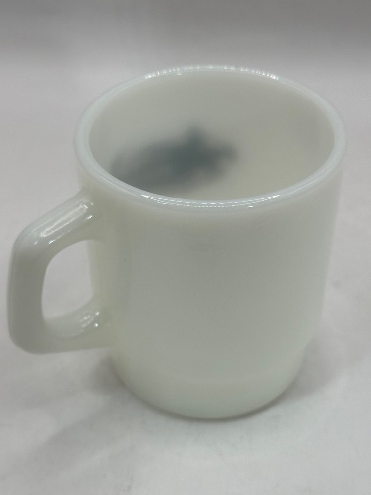 Millennium Bug Vintage Milk Glass Stackable White Mug
