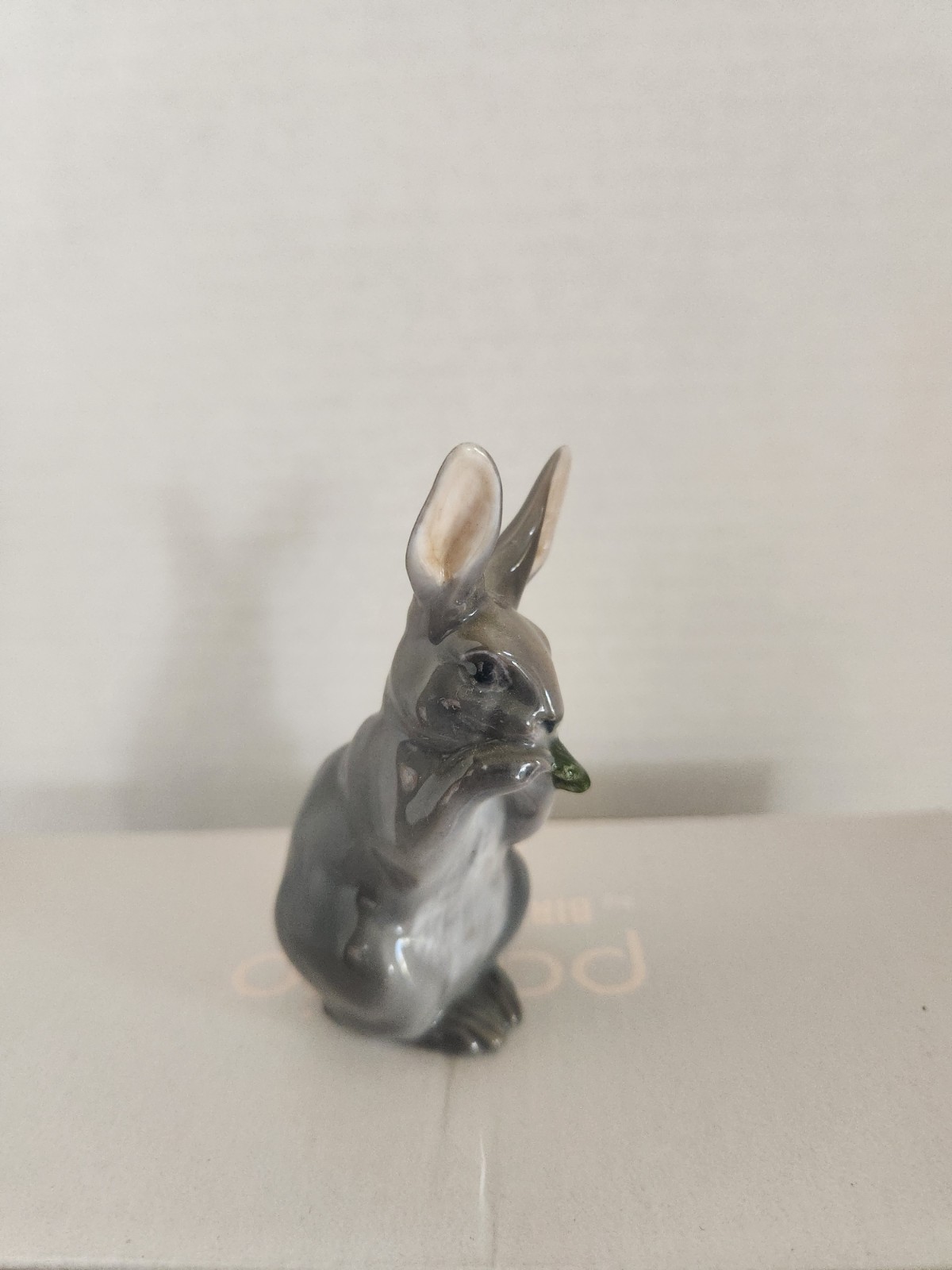 Vtg Royal Copenhagen Porcelain Rabbit Eating Leaf Figurine #1019, Denmark RARE