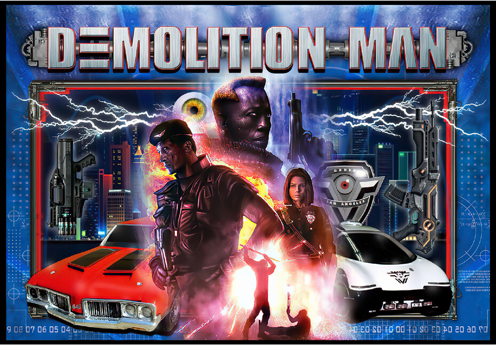 Williams Demolition Man DEMO MAN Pinball Machine Custom Translite Version 5
