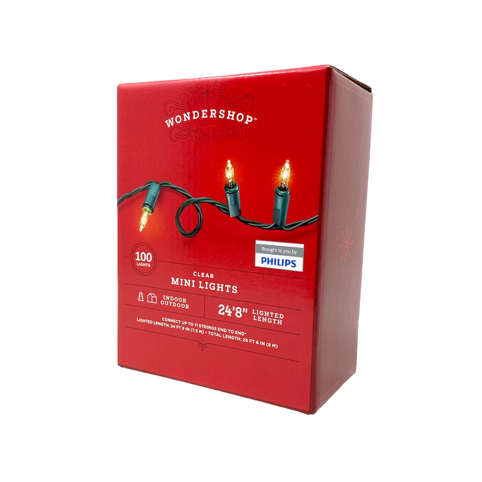 PHILIPS 100 Mini Clear String Light Green Wire, Warm White 25 ft Christmas Décor