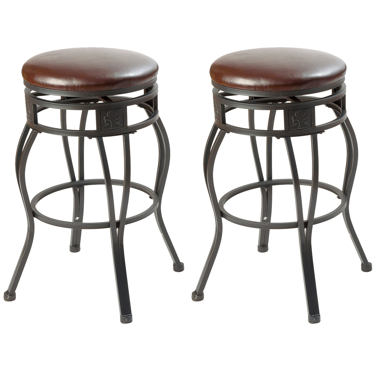 Swivel Barstools/Faux Leather Seat, Espresso, 29", Set of 2 (Collectible) 4432