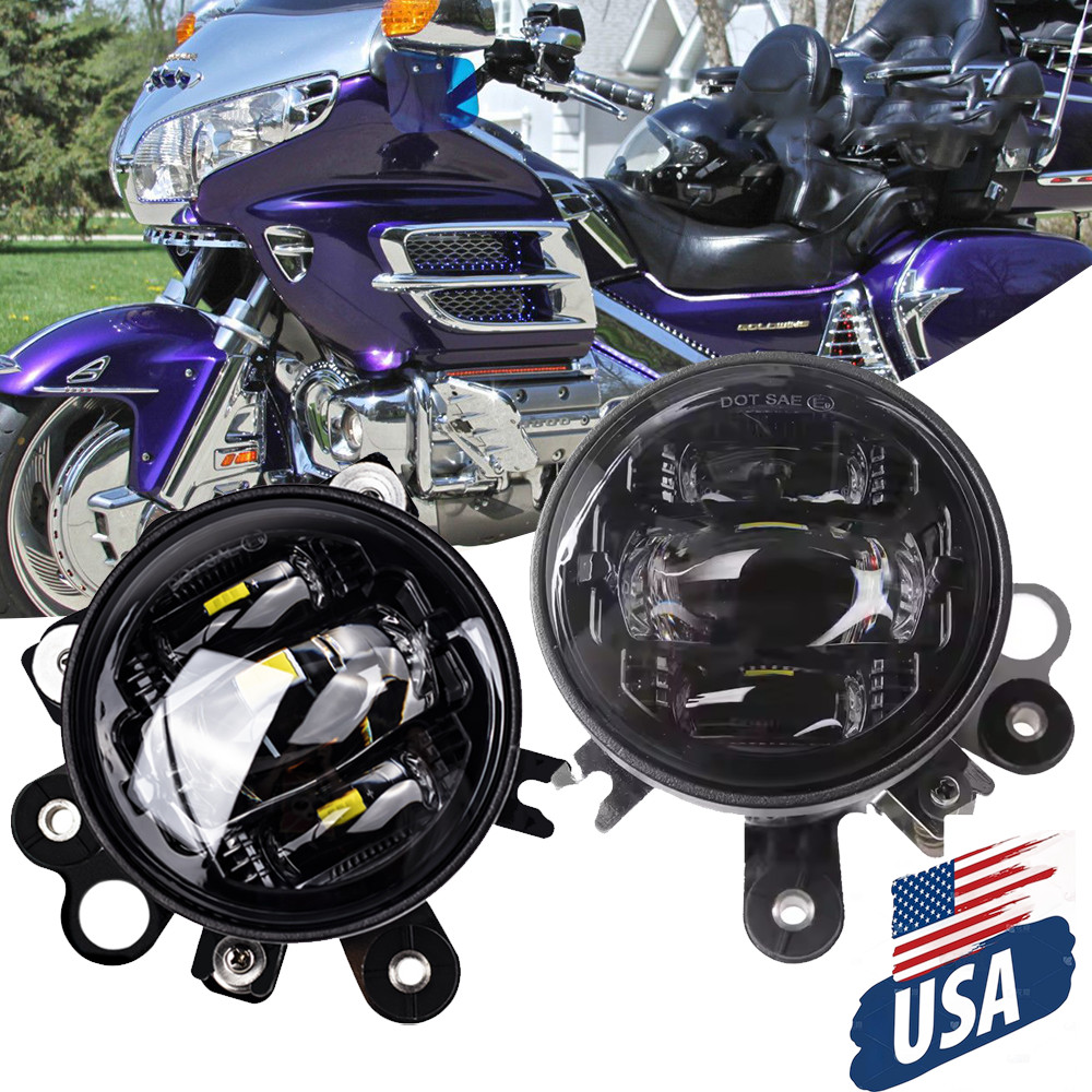 Black LED Driving Fog Lights For Honda Goldwing GL1800 2001-2010 Fog Lamps LH&RH