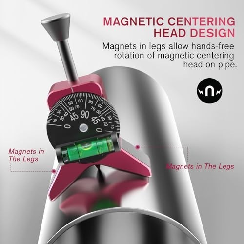 Y-Shape Magnetic Pipe Center Finder Tool, Adjustable Dial Protractor for 1.5"-6"