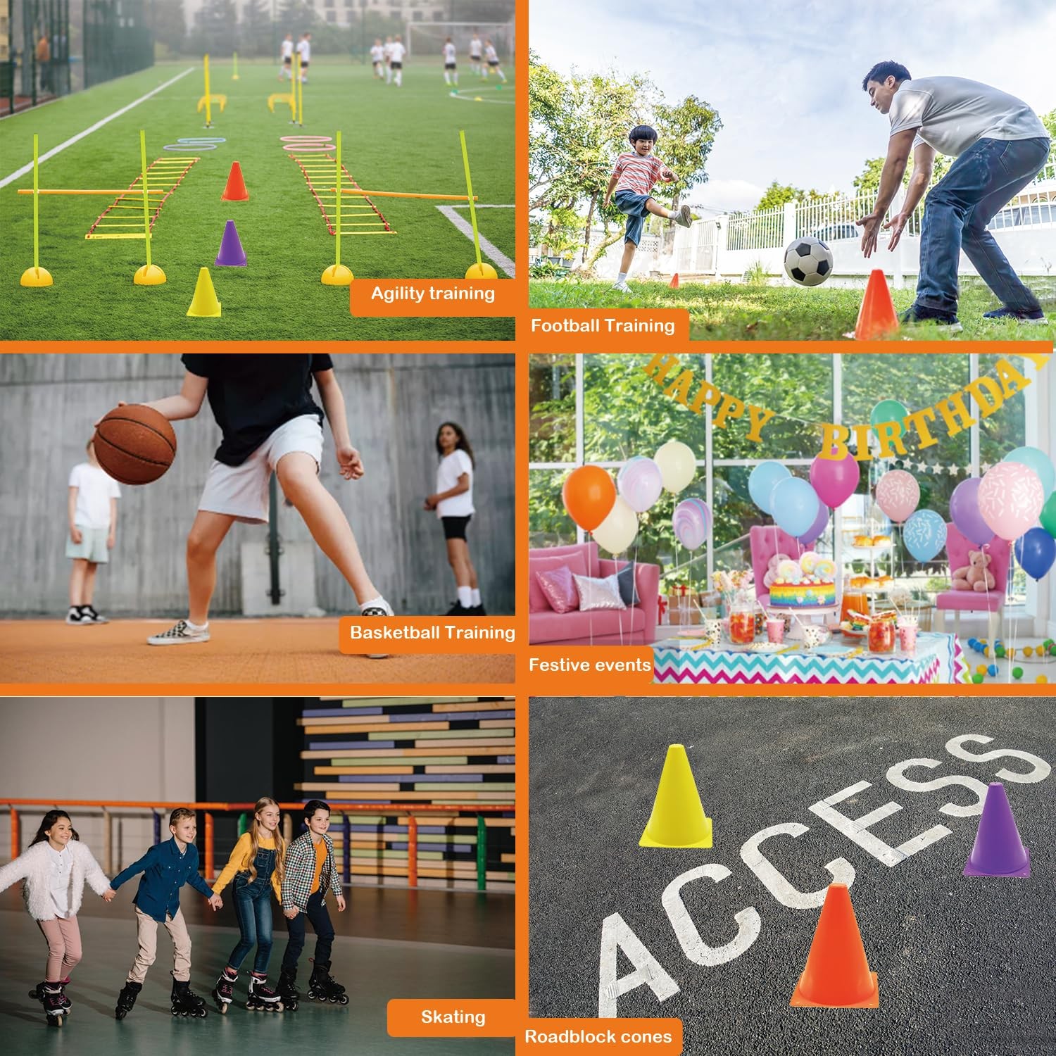 12Pcs Soccer Cones, 7" Soccer Cones for Training, Multicolor Cones Sports Soc...