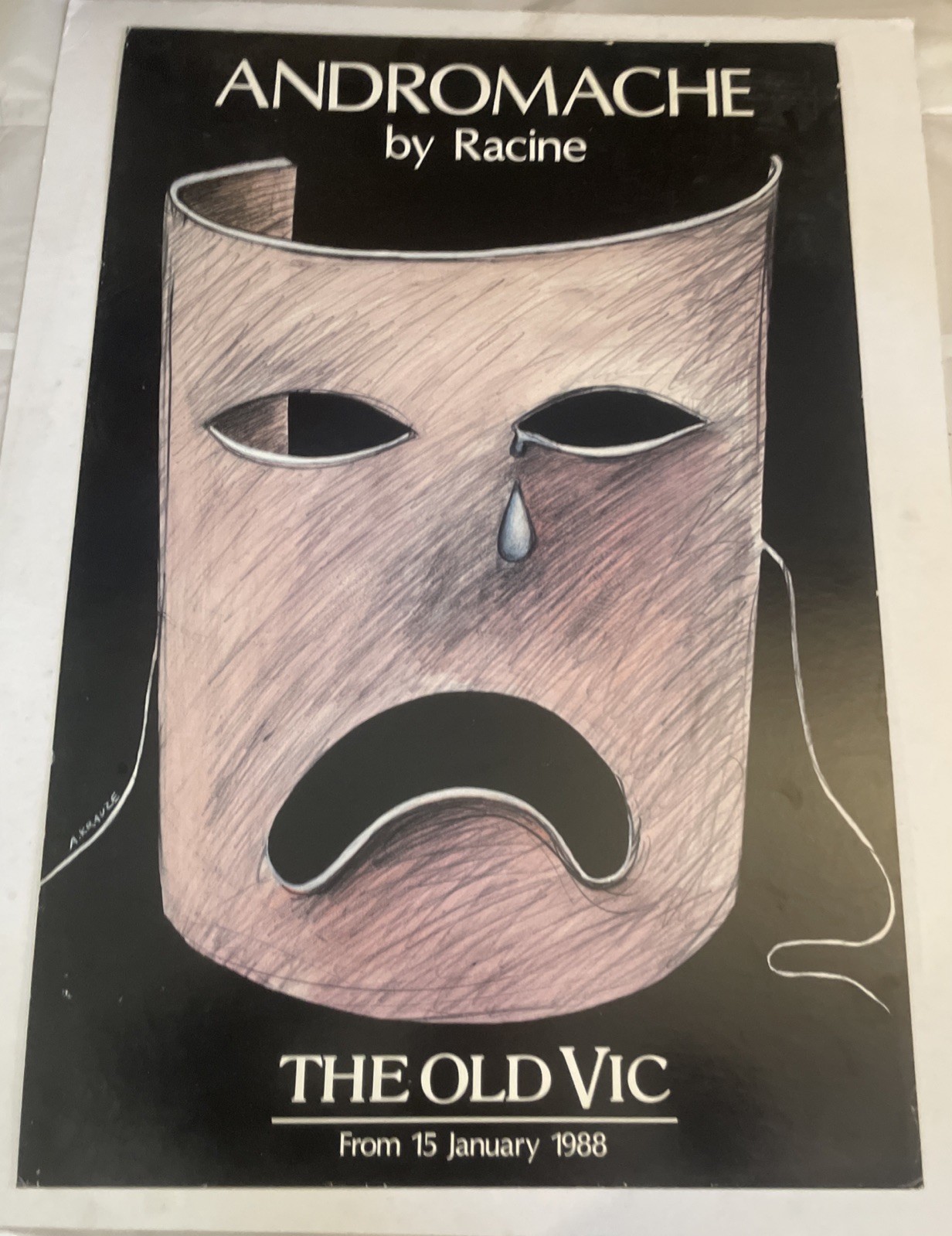 Vintage 1988 “Andromache” 30x20 Inch Cardboard Poster, Racine