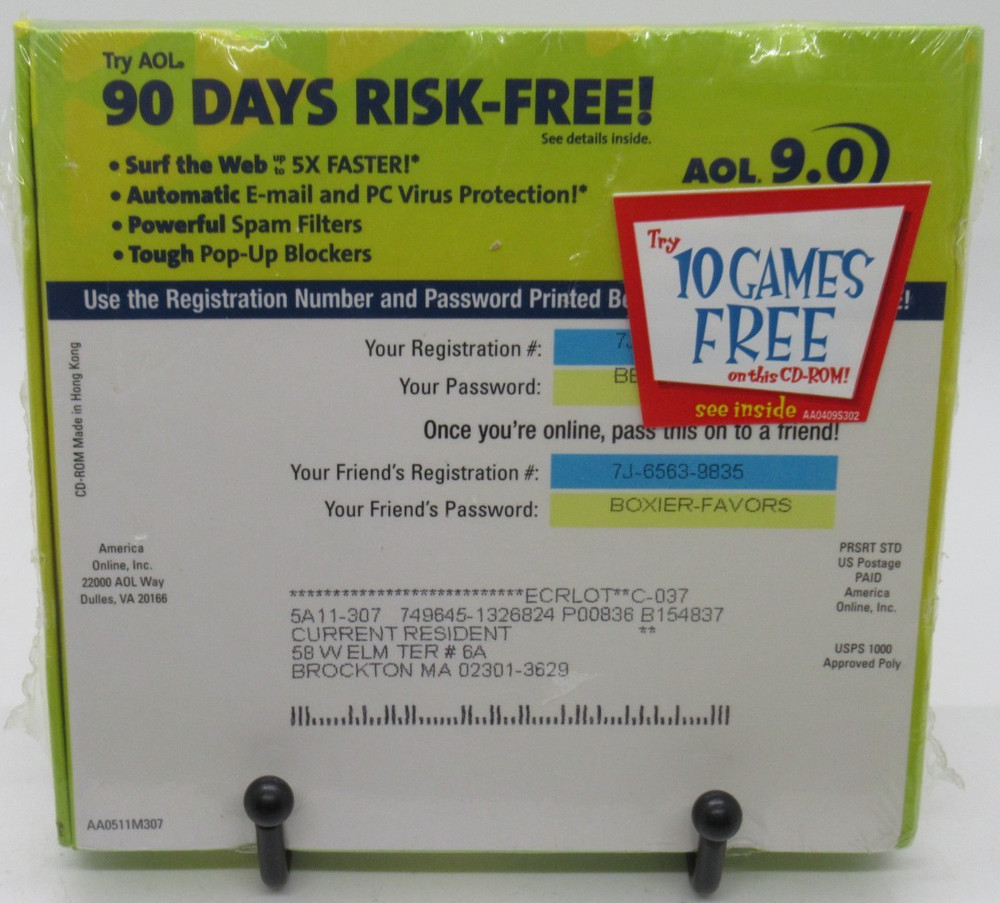 AOL 9.0 - SECURITY EDITION INSTALLATION PC CD-ROM SOFTWARE MCAFEE VIRUS OBSOLETE