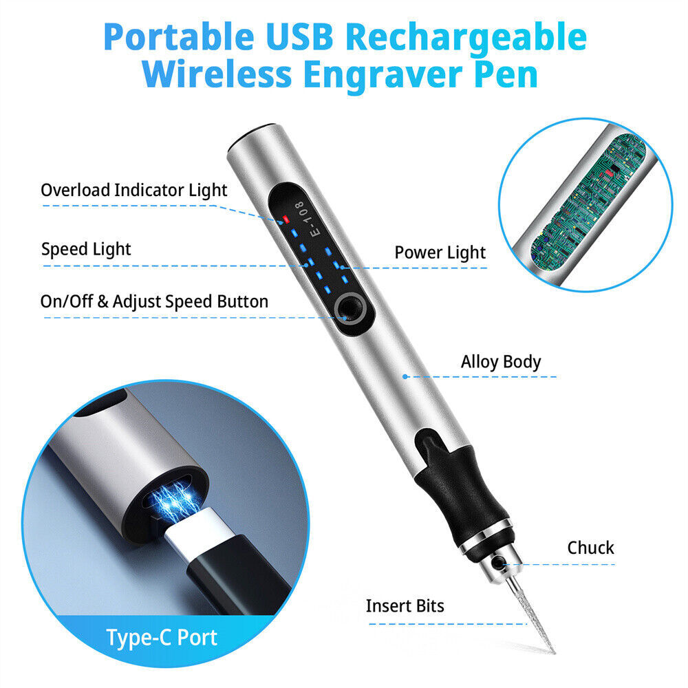 Cordless Electric Mini Drill Grinder Engraving Pen Variable Speed Rotary Tool