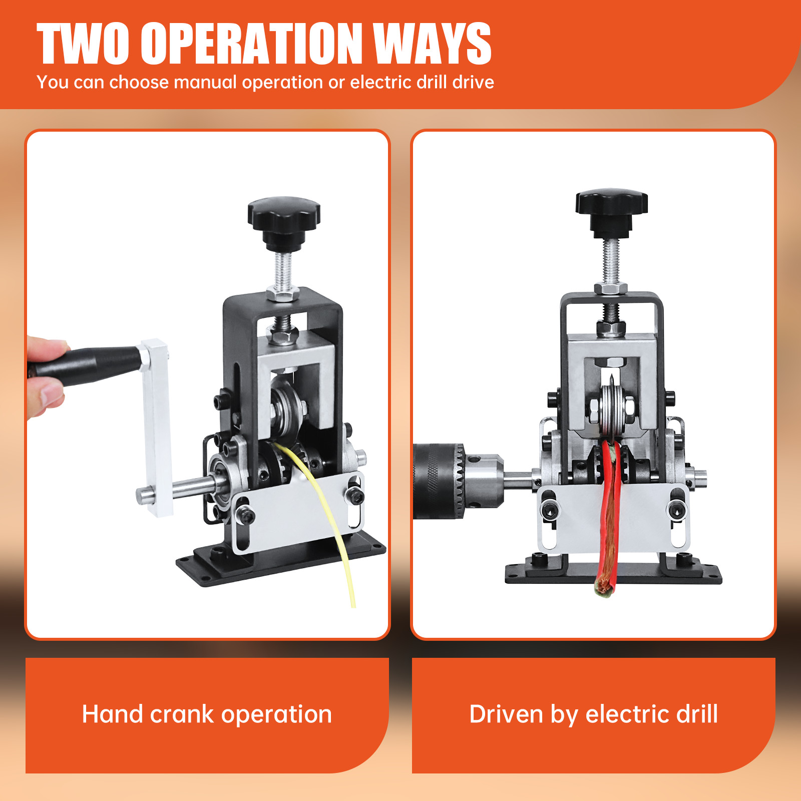 Manual Wire Stripping Machine Drill Powered Hand Crank Wire Stripper Tool 1-25MM